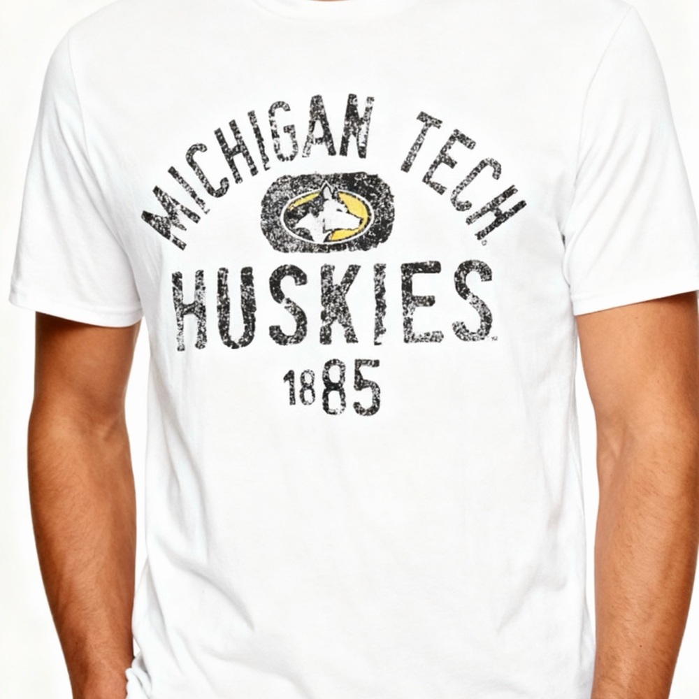 Michigan Tech Huskies White Graphic Men's Tank Top